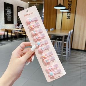 Set 10 Kẹp Tóc Hình Hoa /Trái Cây Xinh Xắn Cho Bé Gái