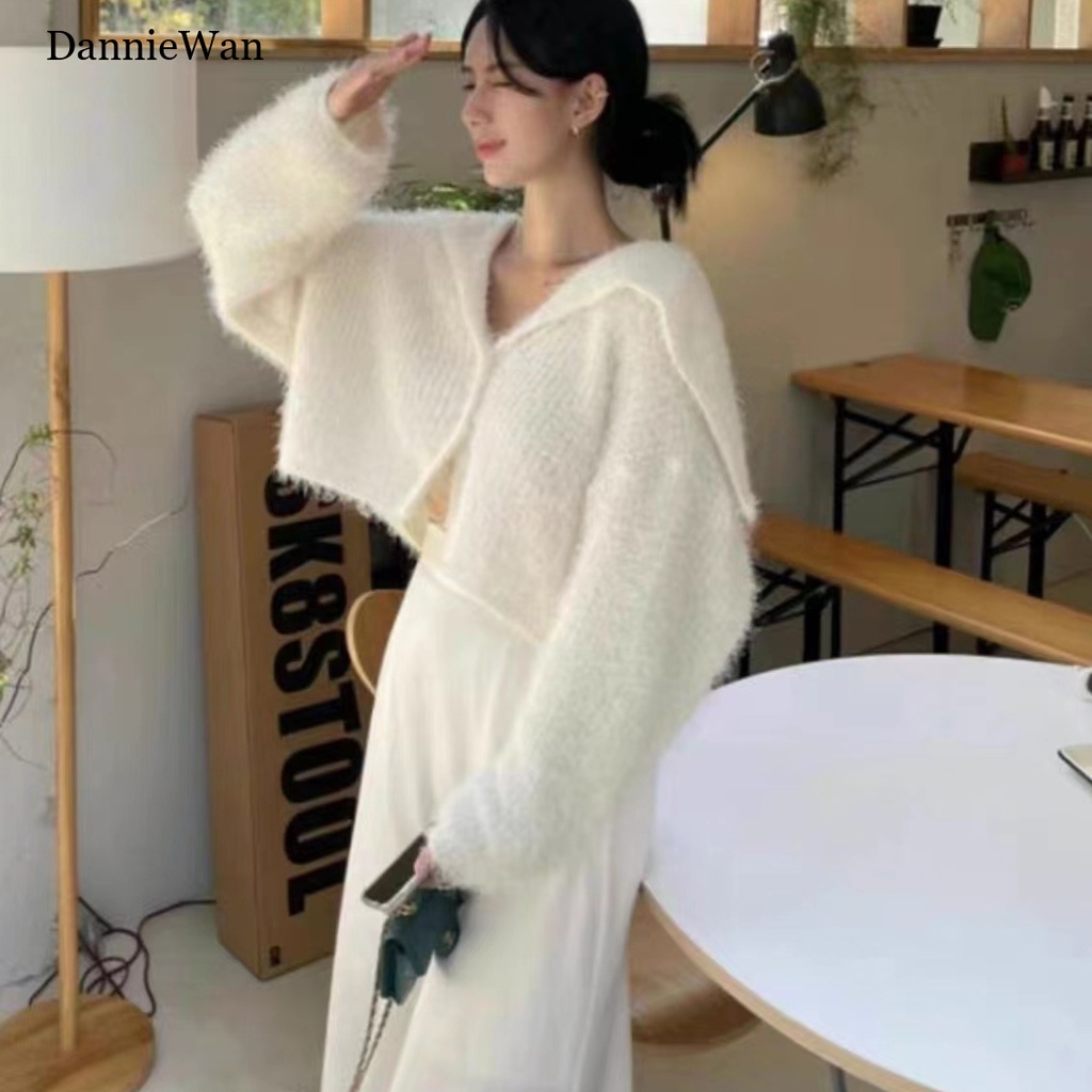 DannieWan Áo Len áo khoác cardigan Xu hướng hàn quốc Vintage Đơn giản A91K5S9 39Z230928