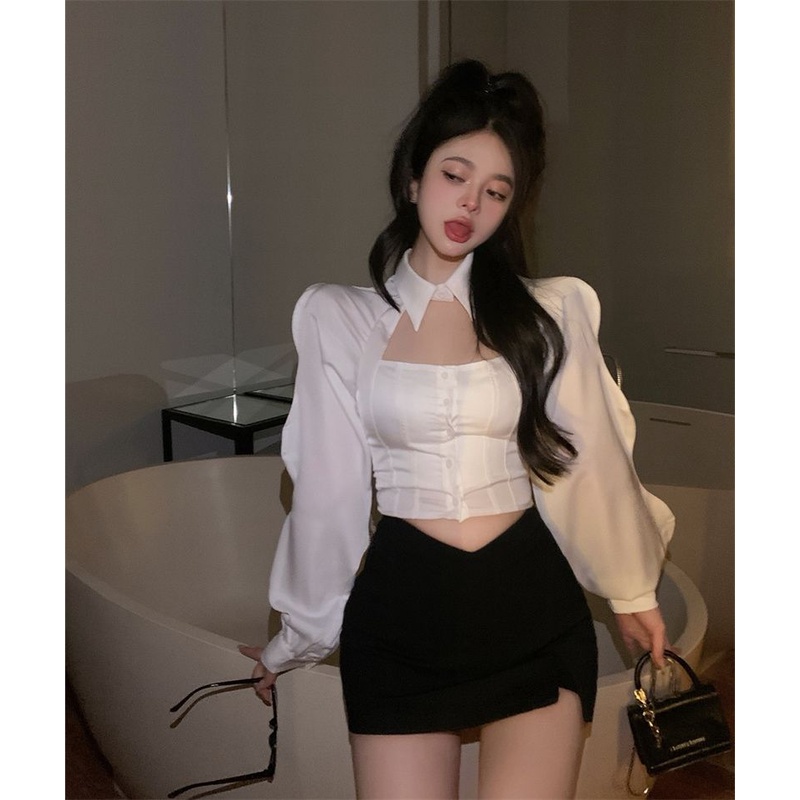 Áo Sơ Mi Ngắn Tay Dài Dáng Ôm Phong Cách Hàn Quốc Thời Trang Mùa Xuân Mới 2022