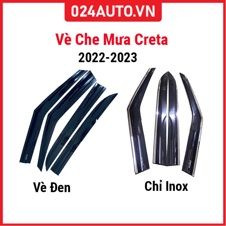 Vè che mưa cho xe ô tô Creta 2022-2023 vè đen thái bảo vệ trang trí xe
