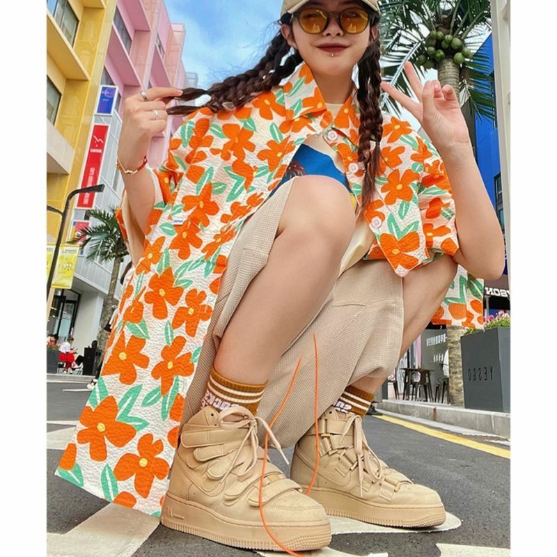 Áo Sơ Mi Ngắn Tay In Họa Tiết Hoa Phong Cách retro Thời Trang Cho Nữ