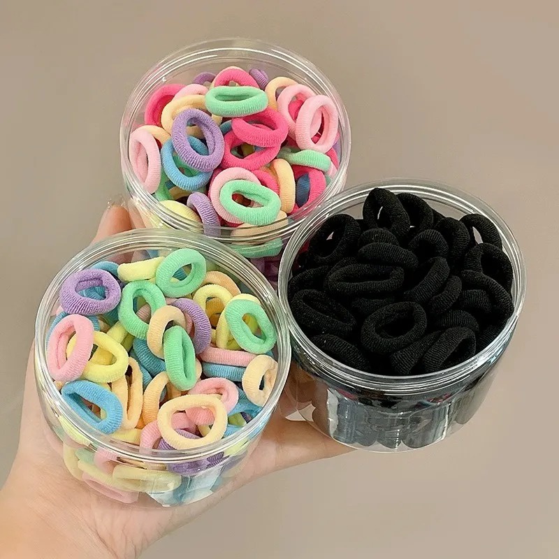 Set 100 Dây Cột Tóc Cao Su Co Giãn Nhiều Màu Sắc Cho Bé Gái