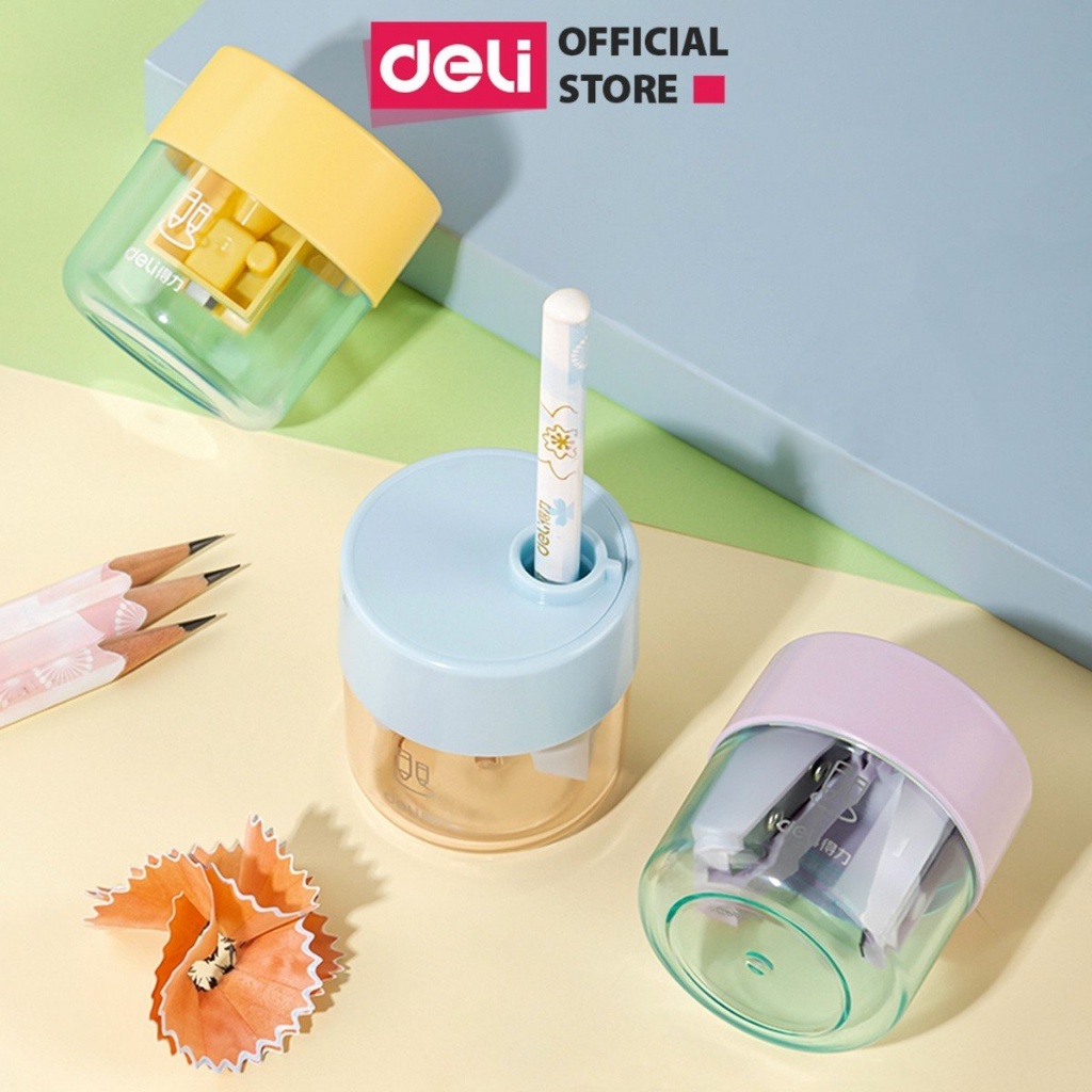 Gọt bút chì, chuốt bút chì Deli mini học sinh văn phòng nhỏ gọn, dễ thương - Lưỡi thép không gỉ, sắc bén