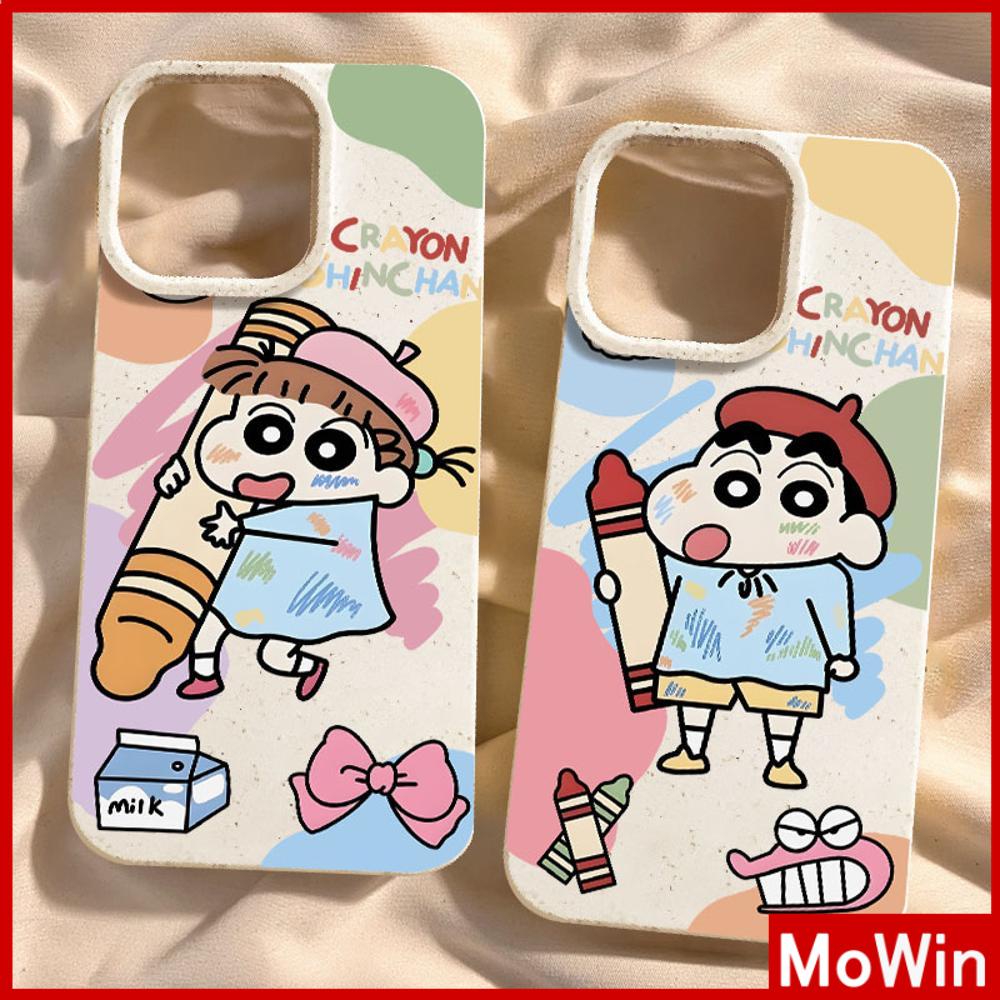 Ốp lưng iPhone 15 Pro Max Vỏ iPhone Màu Trắng Thân Thiện Với Môi Trường Vỏ Mềm Bảo Vệ Camera Chống Sốc Hoạt Hình Dễ Thương Kid Crayon Tương Thích Với iPhone 14 13 Pro Max 12 11 XR XS 7 8Plus