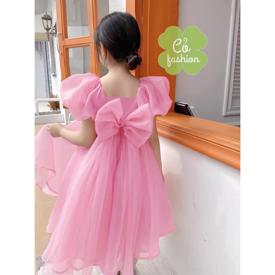 Váy công chúa cho bé gái tơ óng siêu đẹp tay phồng bồng bềnh