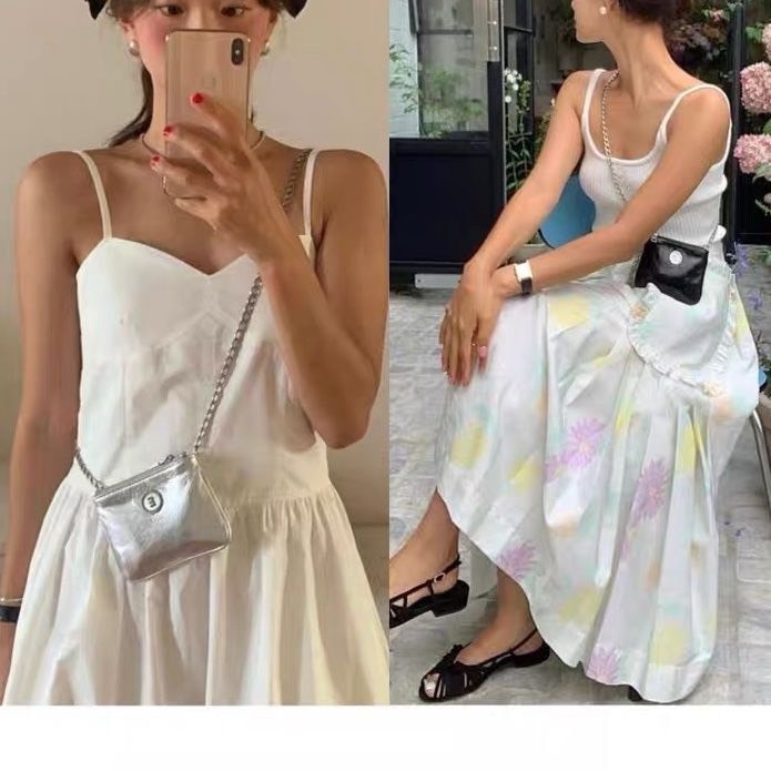 Túi Mini pouch đen/ bạc tuồn brand Hàn