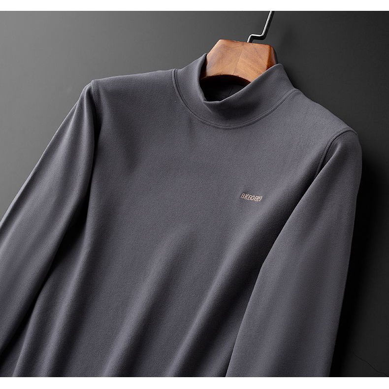 Áo Thun Tay Dài Cổ Lọ Ôm Dáng Thêu Chữ Thời Trang Mùa Thu Ấm Áp Cho Nam