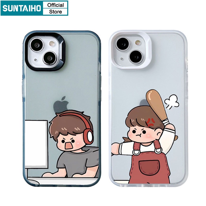 Suntaiho ốp lưng iphone Ốp Điện Thoại silicone Mềm Dạng Nhám Chống Sốc In Hình Cho iphone 15 14 12 13 11 pro max ip 7 8 plus x xs xr xsmax