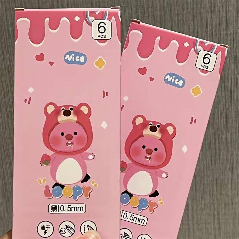 Hộp 6 Bút Mực Đen Hình Chim Cánh Cụt Hoạt Hình Đáng Yêu