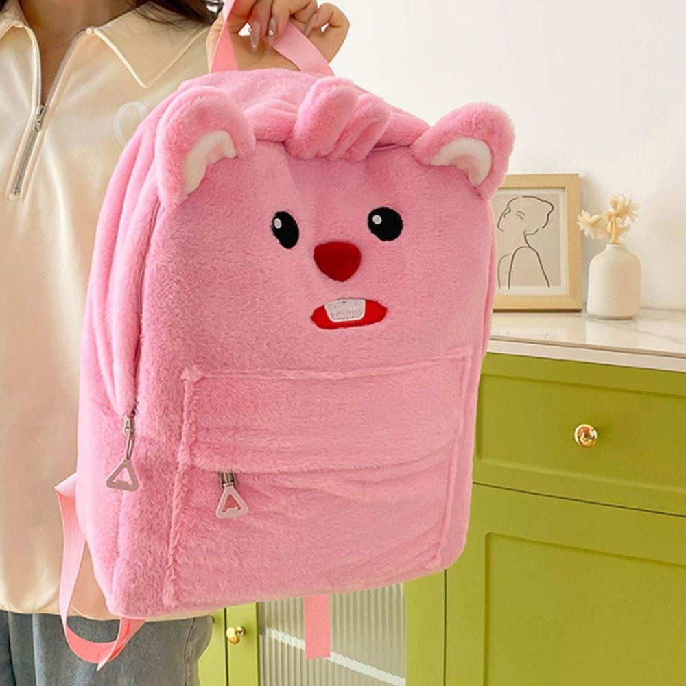 Shanhai Balo Vải Bông Sức Chứa Lớn Họa Tiết Hoạt Hình Màu Hồng Cho Nữ