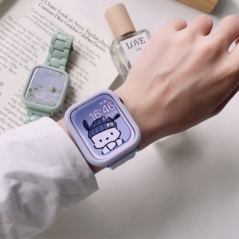 Dây Đeo Nhựa Màu Kẹo Cho Đồng Hồ Thông Minh iwatch 9 8 7 6 se 5 4 3 ultra 2 42mm 40mm 41mm 45mm 44mm 38mm