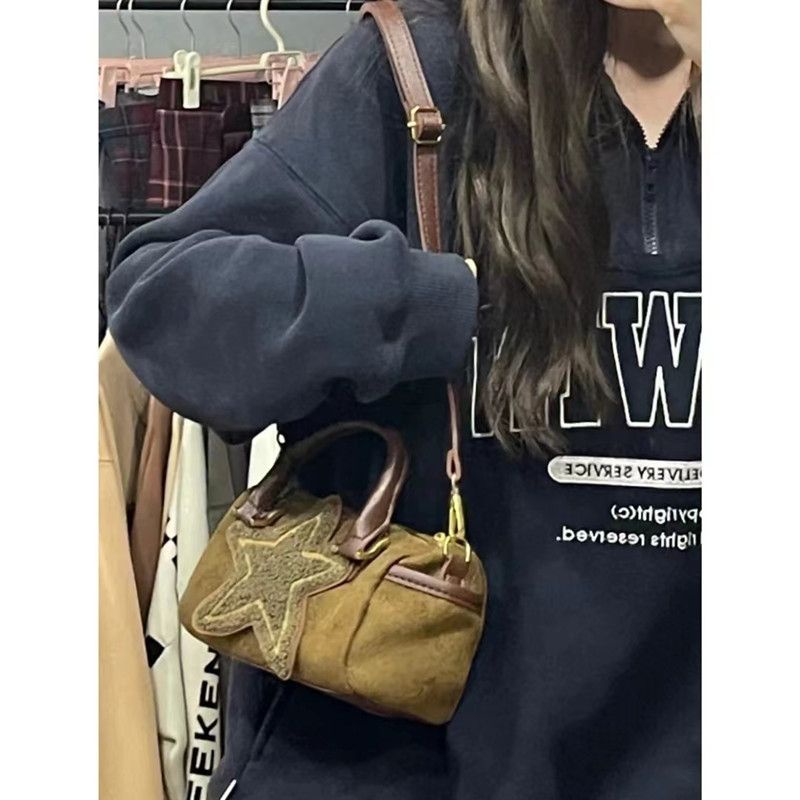 Túi Đeo Chéo Da Lộn Hình Vuông Cỡ Nhỏ Phong Cách retro Dễ Thương Cho Nữ