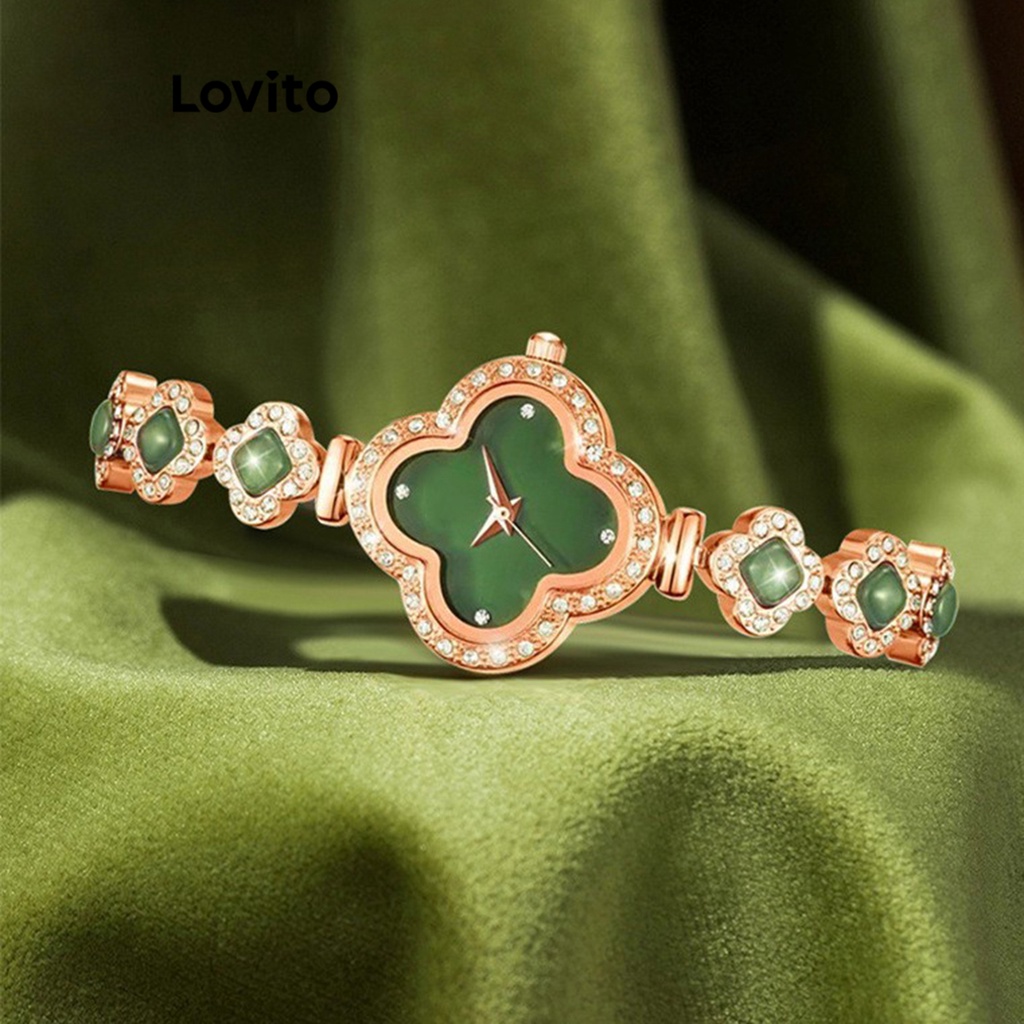 Đồng hồ thạch anh Lovito màu trơn đơn giản thường ngày cho nữ L66AD055