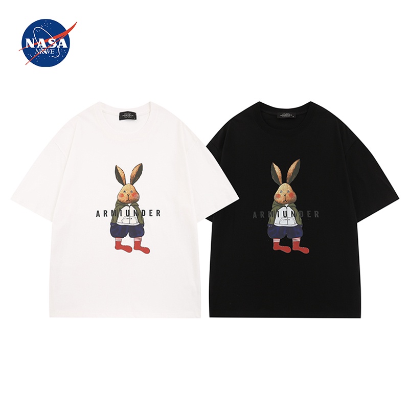 Áo Thun Tay Ngắn Cổ Tròn Dáng Rộng In Hình Thỏ Vui Nhộn Thời Trang Cho Nam Và Nữ