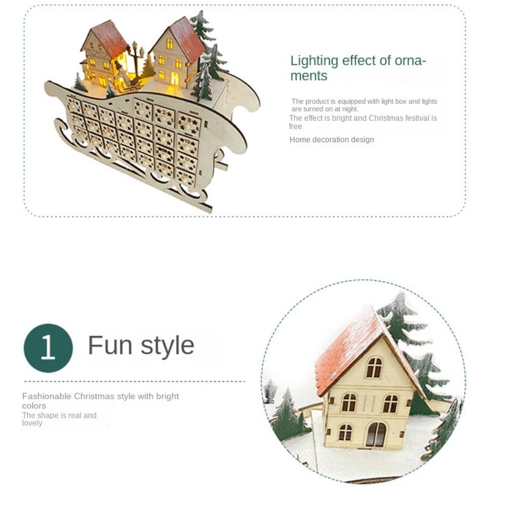 UUMIR Lịch Đếm Ngược 24 Ngăn Bằng Gỗ Có Đèn led Trang Trí Giáng Sinh