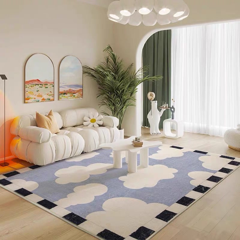 Thảm Trải Sàn Họa Tiết Kẻ Ô Màu Sắc Ấm Áp Phong Cách Pháp