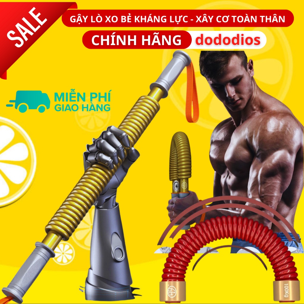 Gậy lò xo 50kg MÀU VÀNG tập cơ tay - thanh lò xo kháng lực tập thể dục thể thao tại nhà - hãng dododiosTặng ô tô