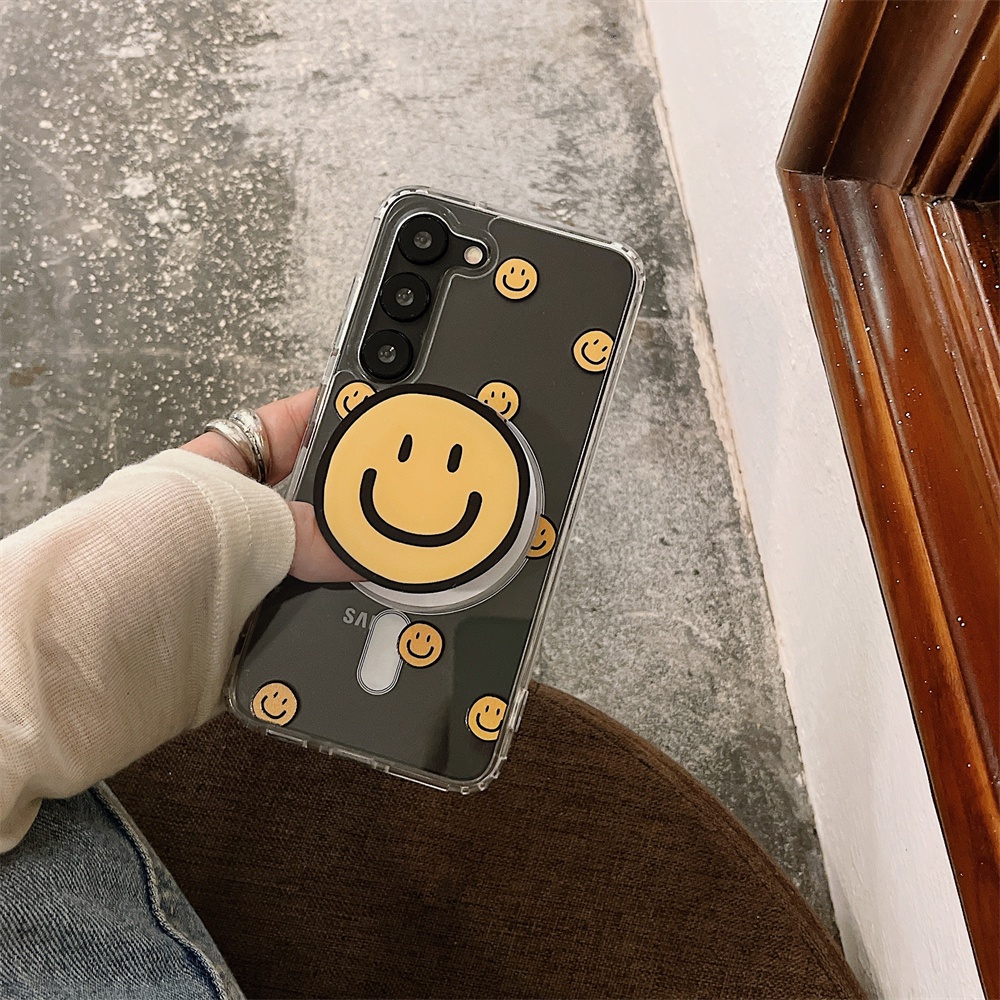 Ốp Điện Thoại tpu Mềm Trong Suốt Chống Rơi Hình Hoa Mặt Cười Cho samsung s23 + s22 + ultra samsung s22 s23 plus
