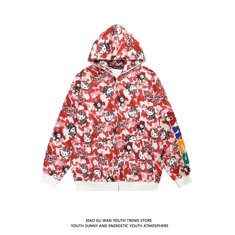 Áo Hoodie Dáng Rộng In Họa Tiết Mèo Rằn Ri Phong Cách Đường Phố Mỹ Thời Trang Xuân Thu Cho Nam