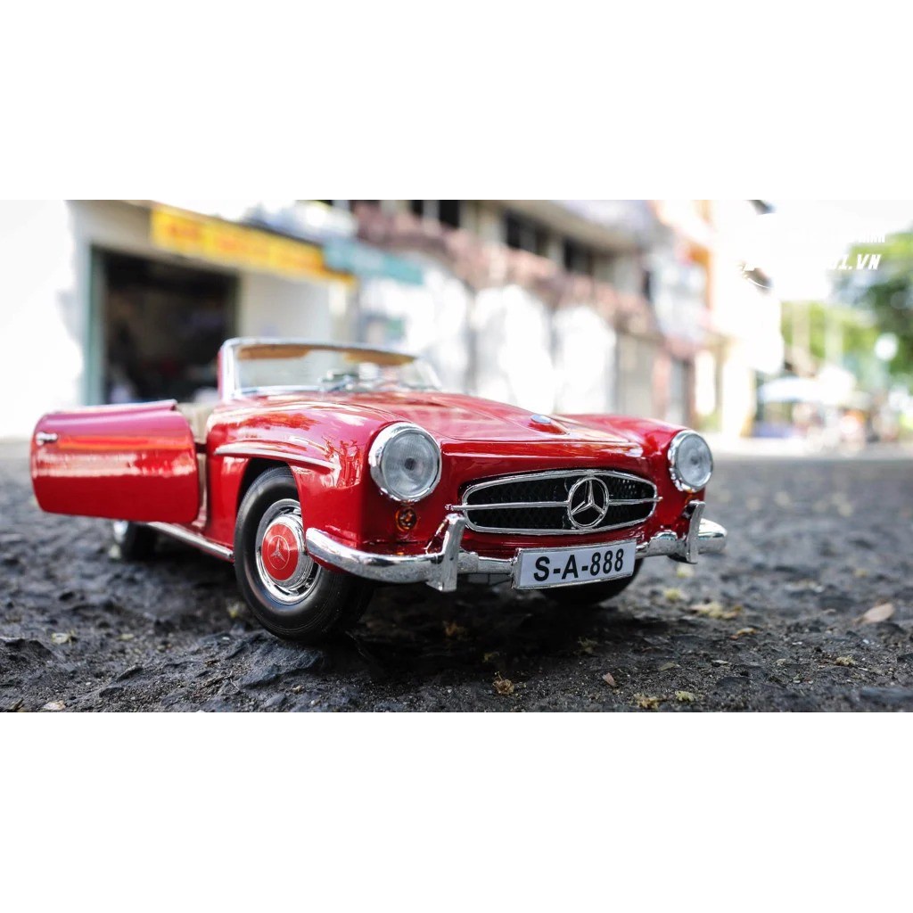 MÔ HÌNH XE MERCEDES BENZ 190SL  RED 1:18 MAISTO 2677 tặng kèm ô tô tăng ô tô