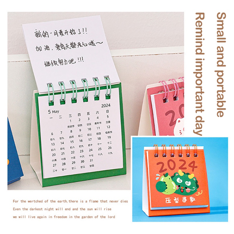 Lịch Để Bàn 2024 mini Họa Tiết Hoạt Hình Dễ Thương 2024