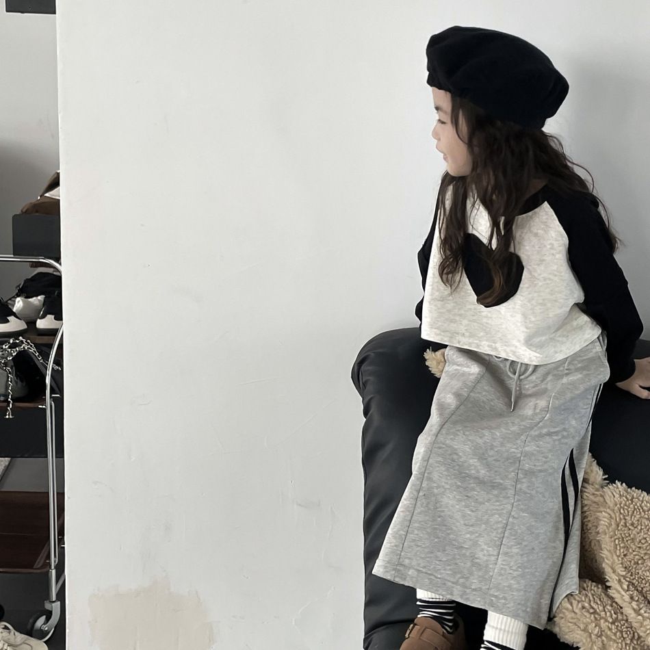 Áo Thun Tay Dài Màu Sắc Tương Phản Phong Cách Hàn Quốc Cho Bé Gái