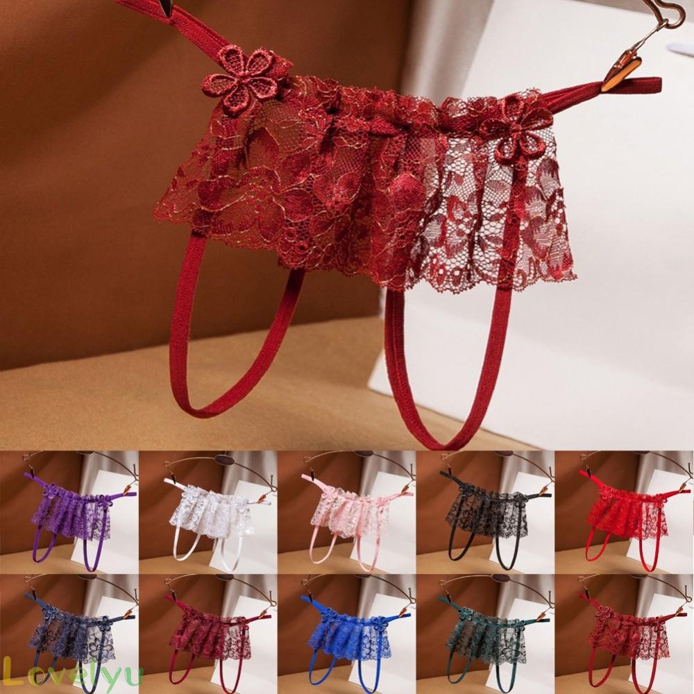 ⭐NEW ⭐Seductive Lace Lingerie G String Briefs with Open Crotch Women's Underwear