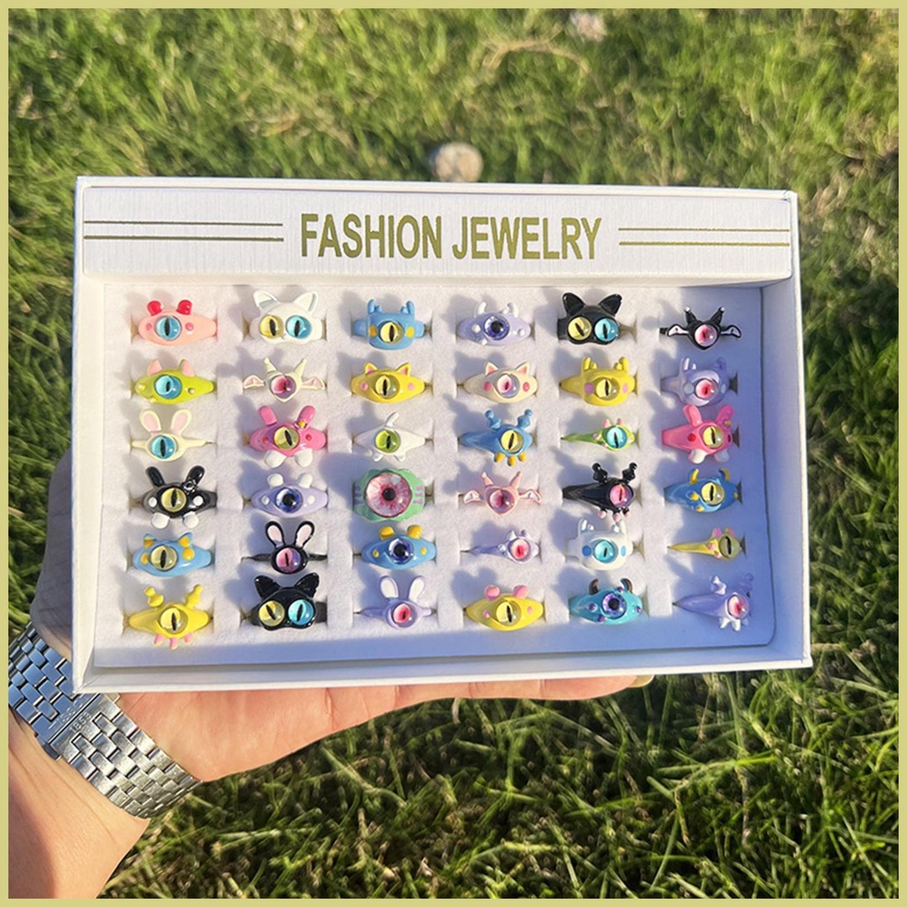 Bộ 36 Nhẫn Hình Đôi Mắt To Dễ Thương Có Thể Điều Chỉnh Cho Thanh Thiếu Niên / Bé Gái aseavn