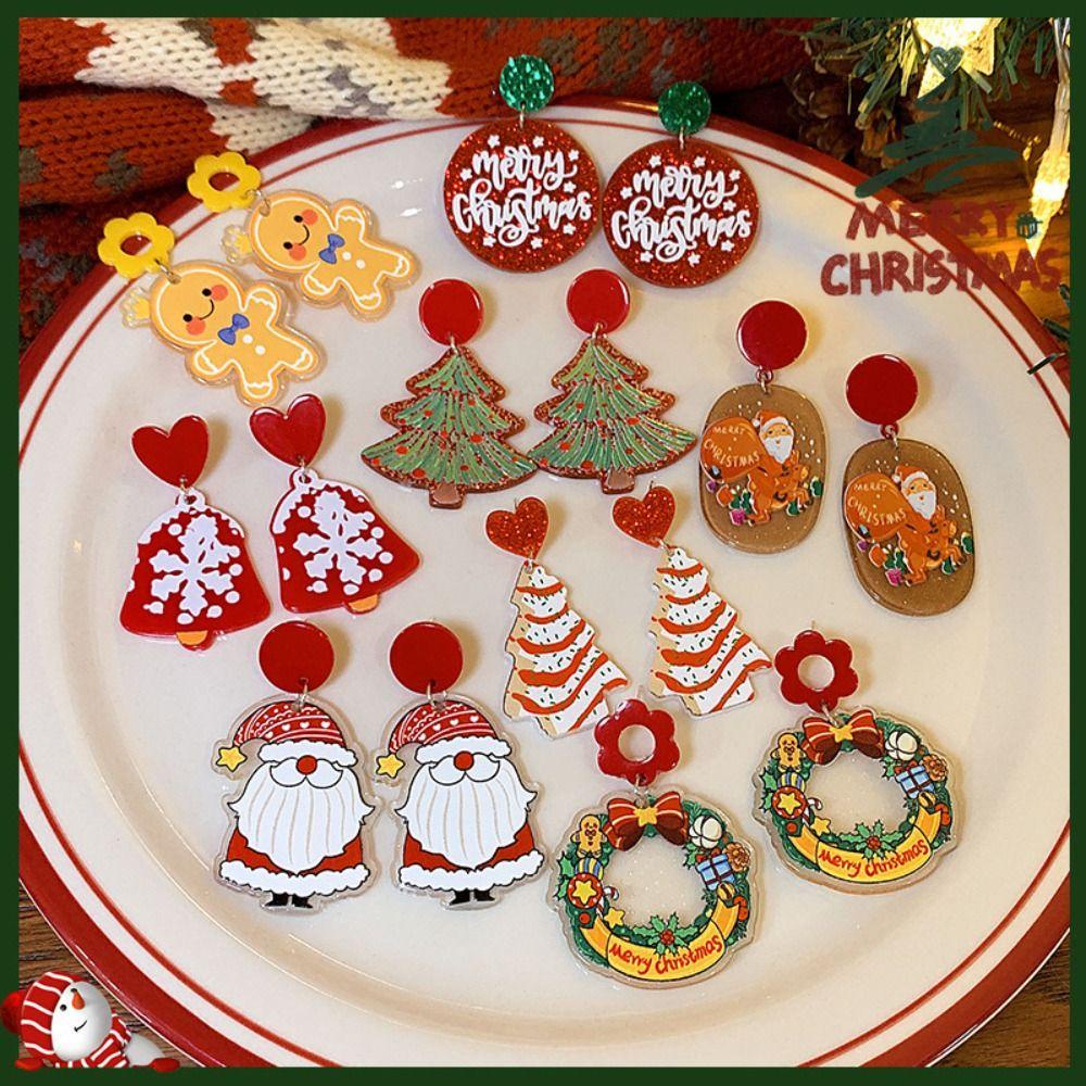 Dingyifeng Khuyên Tai acrylic Hình Ông Già Noel Lấp Lánh kriss kringle advent Vòng Hoa Tai