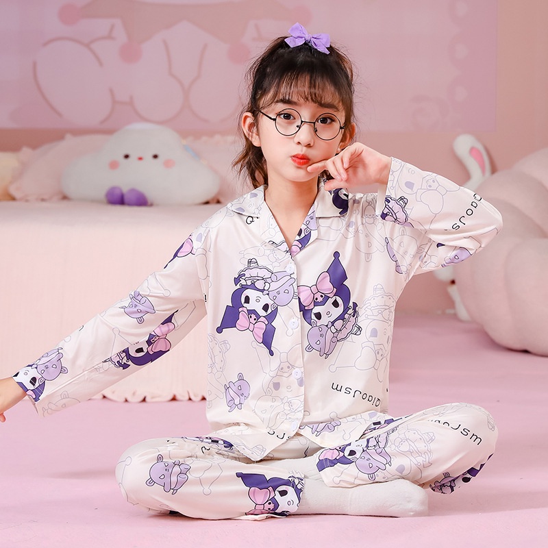 Bộ Đồ Ngủ Dài Tay Họa Tiết Hoạt Hình Xinh Xắn Theo Phong Cách Xuân Thu Dành Cho Bé 105-150cm