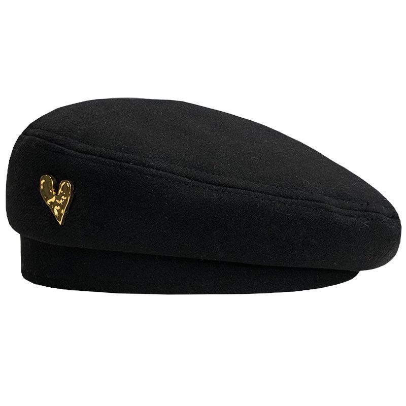 Mũ nồi mũ Beret dạ họa tiết phong cách Nhật Bản, mũ mùa đông cho nữ