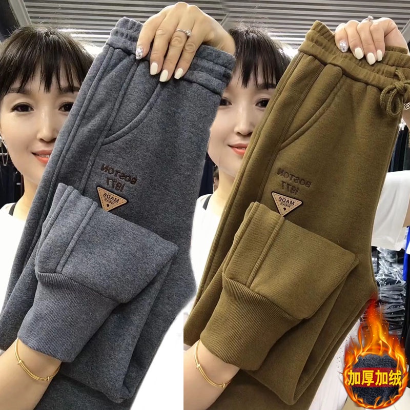 Quần cotton Len Lông Cừu Thuần Khiết Dày Dặn Lưng Cao Thấm Hút Mồ Hôi Giữ Ấm Mùa Thu Đông Cho Nữ