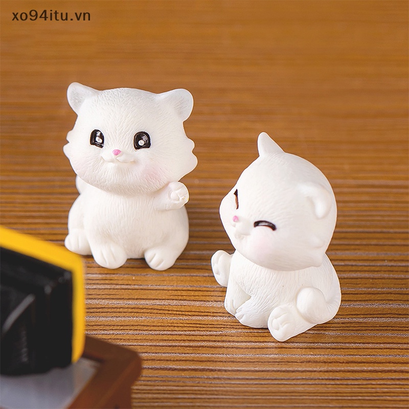 Xoitu Tượng Mèo Trắng Hoạt Hình Mini Dễ Thương Trang Trí Tiểu Cảnh diy vn