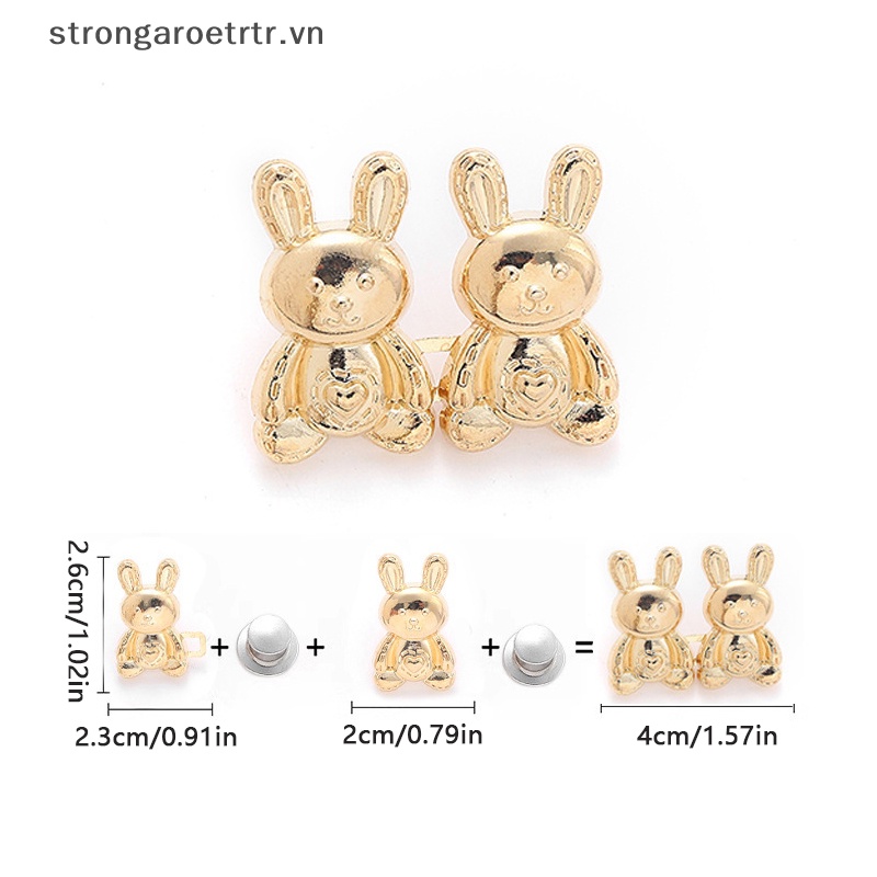 1 Cặp Nút Kẹp Thắt Lưng Quần Jean / Váy Jean Hình Thỏ Bằng Kim Loại Có Thể Tháo Rời diy