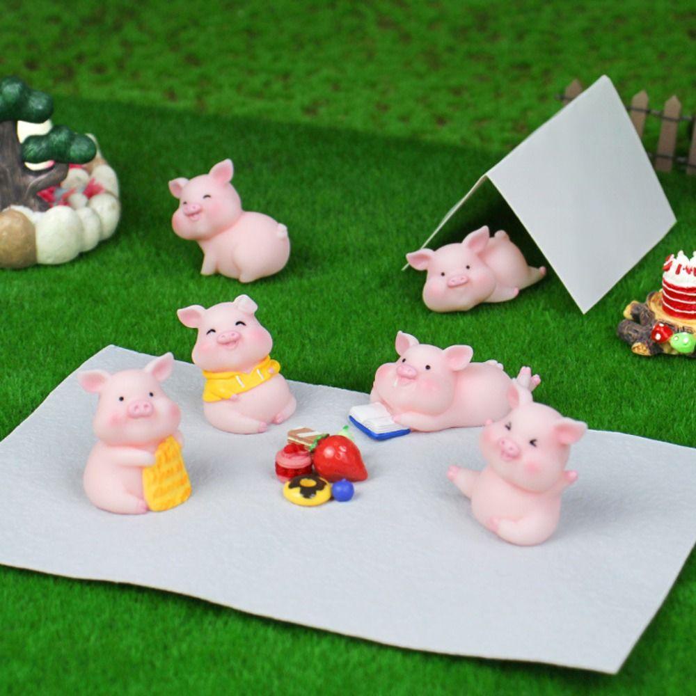 Mmluck Tượng Heo Hồng Hoạt Hình Mini Bằng Nhựa resin Trang Trí Tiểu Cảnh / Xe Hơi diy