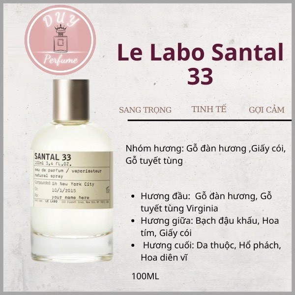 Nước Hoa Nam Nữ Unisex Le Labo Another 13 Santal 33 Rose 31 EDP 100ml, Lelabo 13 33 Hương gỗ cổ điển