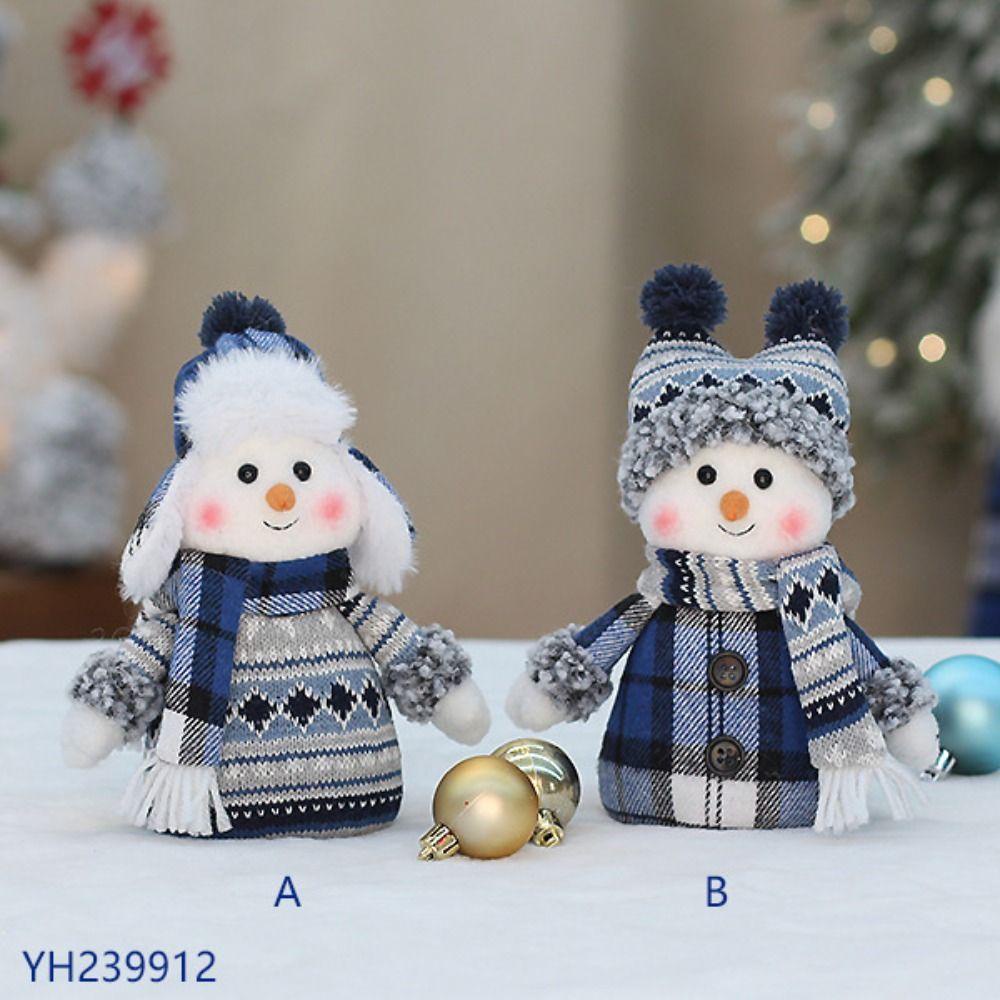 Staiai Búp Bê Vải Màu Xanh Dương Hình Người Tuyết Hoạt Hình Dễ Thương Trang Trí Cửa Sổ Trượt Tuyết