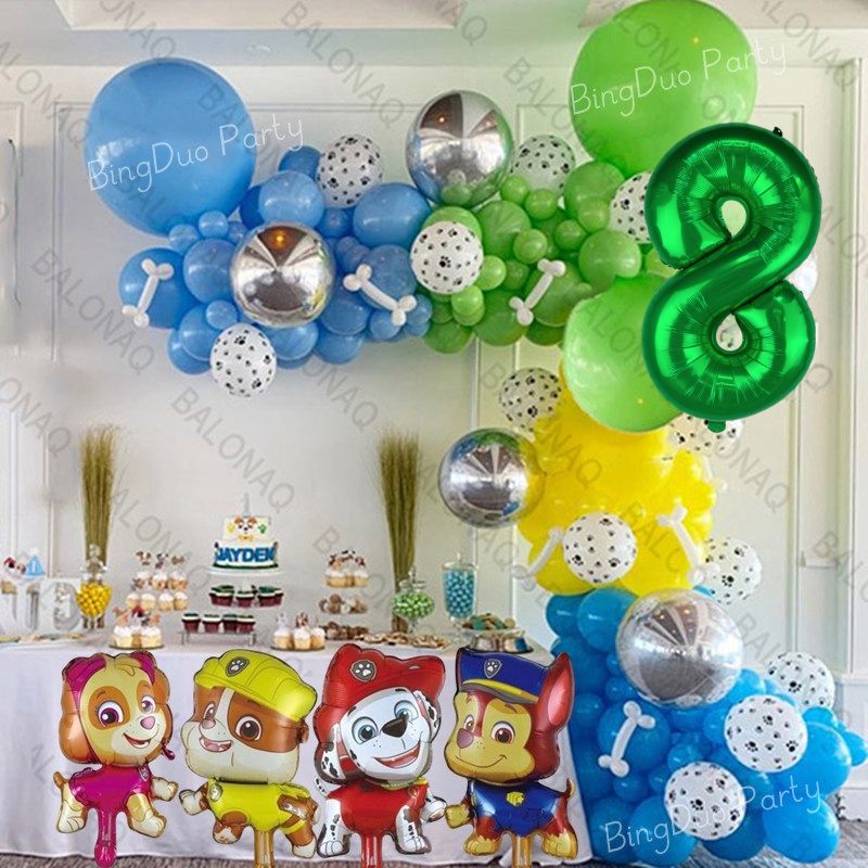 Paw Patrol Bóng Trang Trí Sinh Nhật Mini Chó Xanh Số 1-9 Bóng Bay Paw Patrol Đồ Chơi Sinh Nhật Nhu C