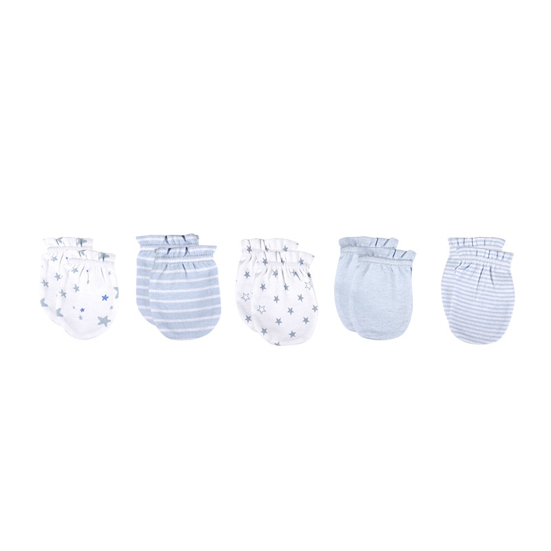 Set 5 Đôi Găng Tay cotton Màu Trơn In Họa Tiết Hoạt Hình unisex Cho Bé Sơ Sinh