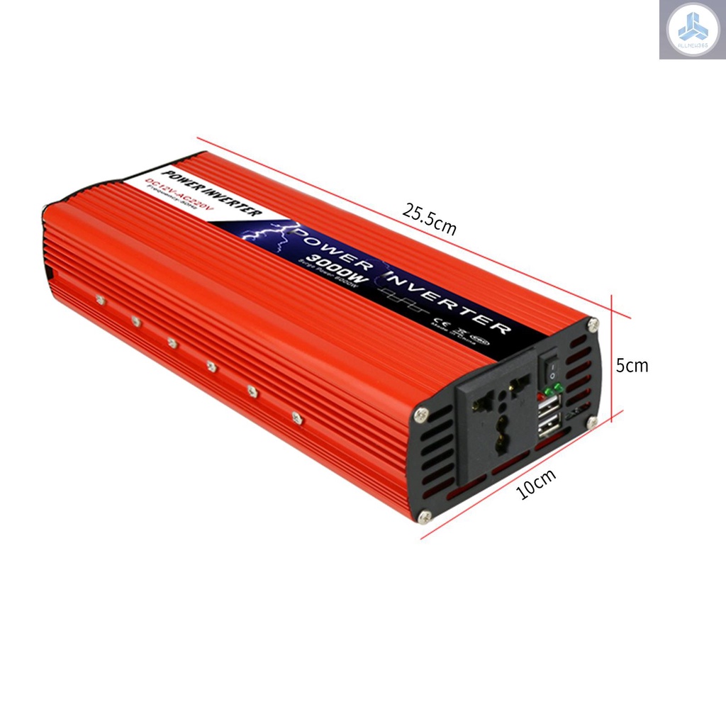 Biến Tần Năng Lượng Mặt Trời 1500w / 3000w dc 12v Sang 220v-240v ac Cổng usb Kép Cho Xe Hơi rv Xe Máy1-vn1