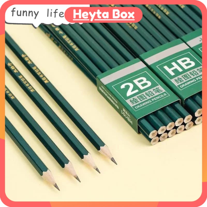Bút Chì Lục Giác 2B HB HEYTABOX, Chì Mỹ Thuật, Làm Bài Kiểm Tra Nhạy Với Máy Chấm Thi Phù Hợp Với Học Sinh - BC4 GC1
