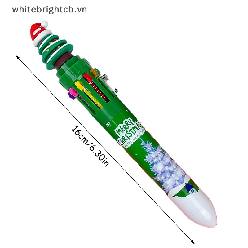 1 Bút Bi 10 Màu Sắc Phong Cách Giáng Sinh Ngòi 0.5mm