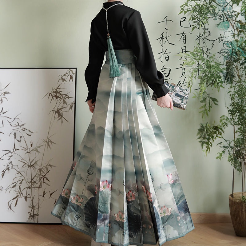 1026 moshengge Áo Sơ Mi Hán Phục Ngắn Cổ Đứng Làm Bằng Thủ Công  Váy Dài Đến Eo Hình Ngựa satin Hàng Ngày Cho Nữ