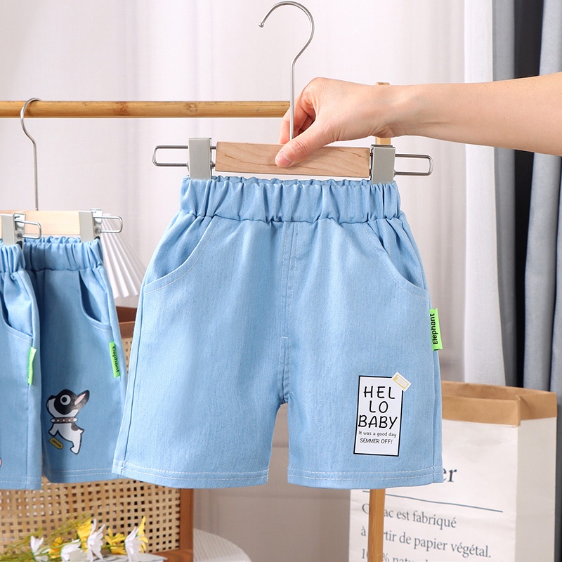 Quần Short Jean Xanh Dương Hình Thú Dễ Thương Cho Bé Trai 2-6 Tuổi