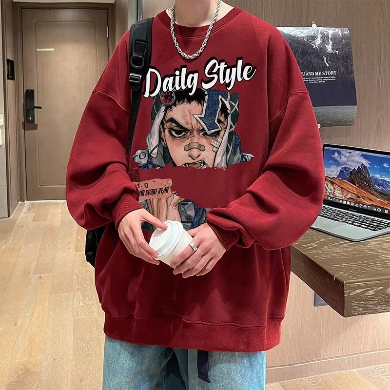 Yazhiniao Áo Thun Nam Dài Tay Dáng Rộng Phong Cách retro Hàn Quốc