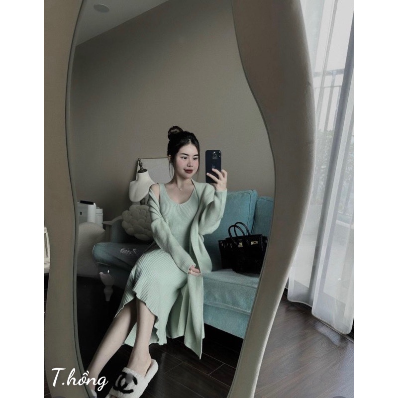 Sét váy bầu SVL665 Sét váy body +áo khoác cadigan dáng daì Tira Mama