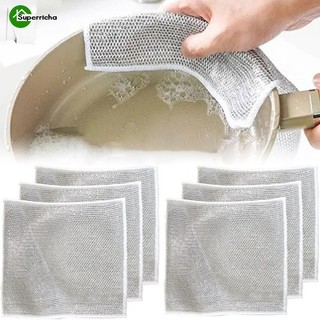 Khăn Lau Chén Dĩa / Bếp Ga Hai Mặt Bằng Dây Bạc Dày Dặn Chống Dính Dầu Đa Năng Tiện Dụng Cho Nhà Bếp