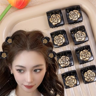 Kẹp tóc hoa trà nhỏ màu đen / kẹp tóc nhỏ nhắn thời trang ngọt ngào cho nữ / kẹp tóc mái dễ thương