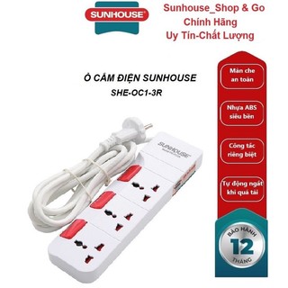 Ổ cắm điện sunhouse she-oc1-3r - 2 chấu, 3 chấu _chính hãng