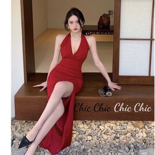 Chic Chic váy nữ Đầm áo dài đầm đỏ Body Cho thời váy đầm đỏ Trendy Cổ điển Thể thao hàn quốc WLQ23B0FJX 45Z231109